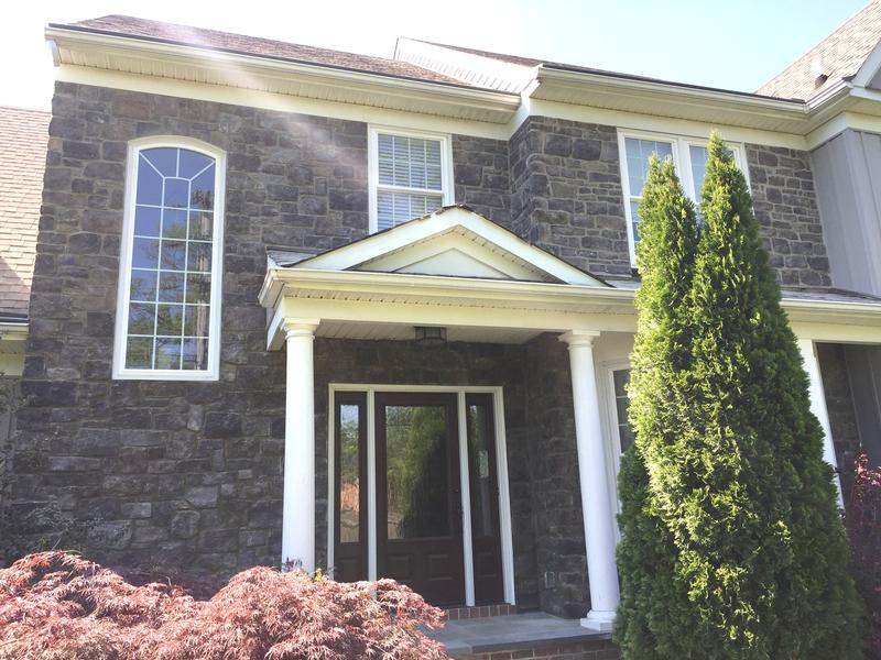 front of home entryway with stone veneer